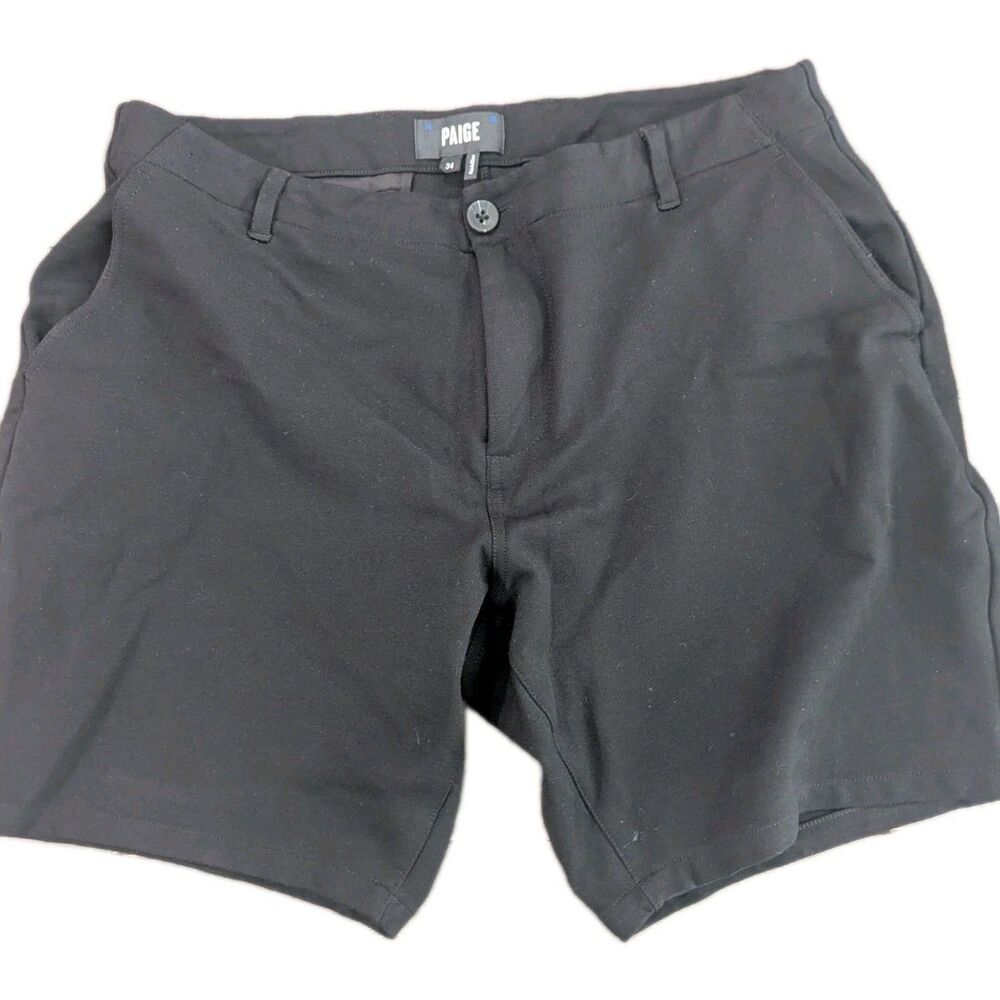 Designer Paige Shorts Mens‎ 34x7 Black Chino Casual Stretch EUC $175 New